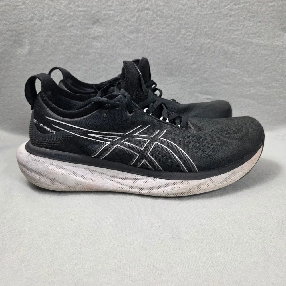 Asics Gel-Nimbus 25 Black White Extra Wide 4E Running Shoes 1011B618 Mens 10.5